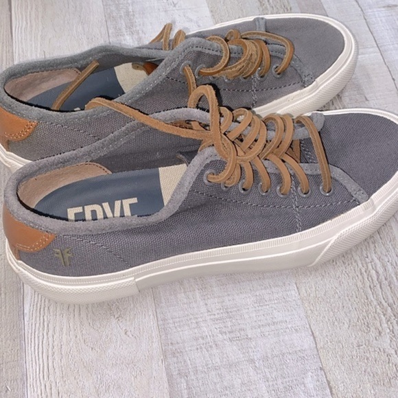 Frye Ludlow men’s canvas shoes in grey color size 7 1/2 - Picture 2 of 12